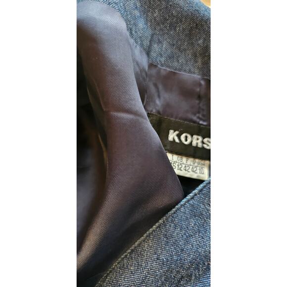 Vintage KORS -Michael Denim Blazer Jacket Leather Buttons Made in Italy Women 10 - Picture 12 of 12